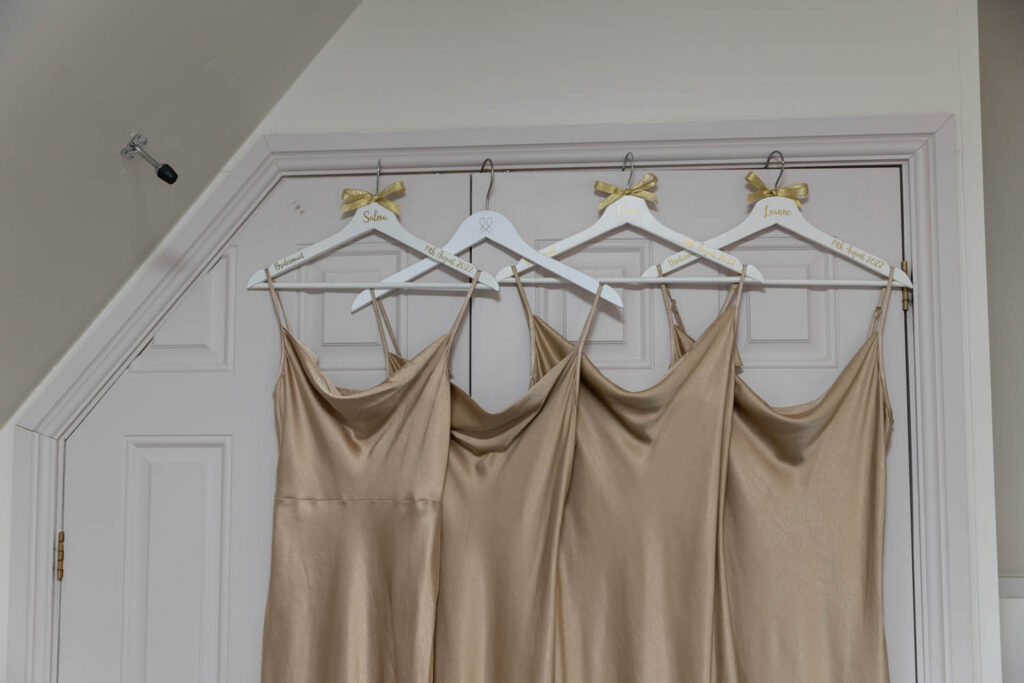 Bridesmaid dresses hanging