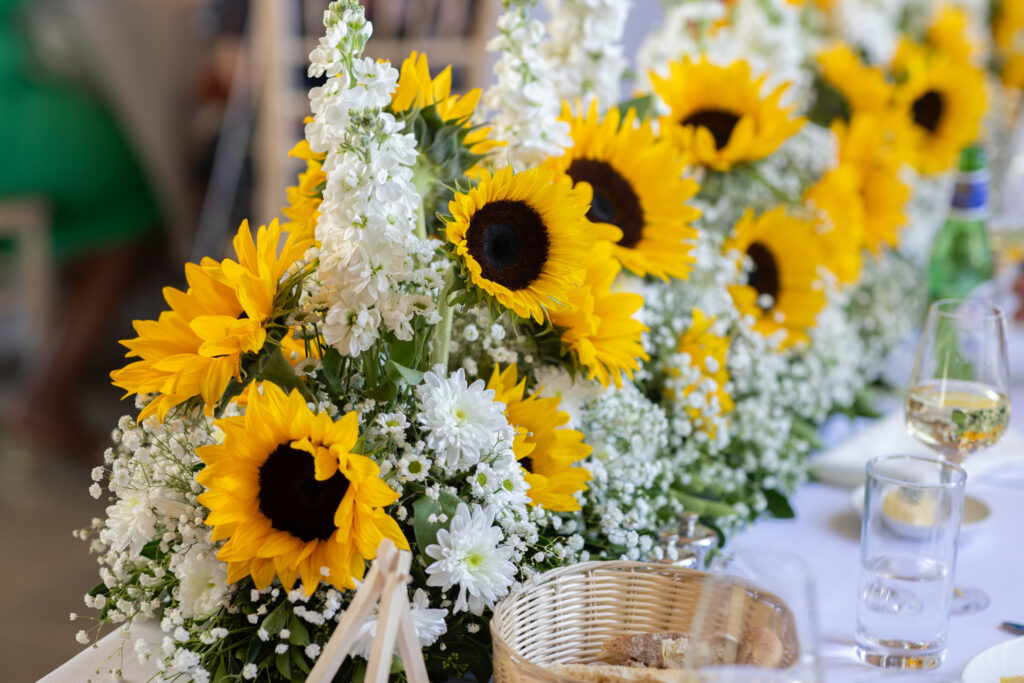 Wedding sunflowers table decor